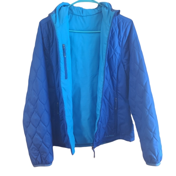 NWOT L.L.Bean Women's Blue/Teal 2-In-One Reversible Quilted Puffer Jacket Size S - Picture 6 of 15